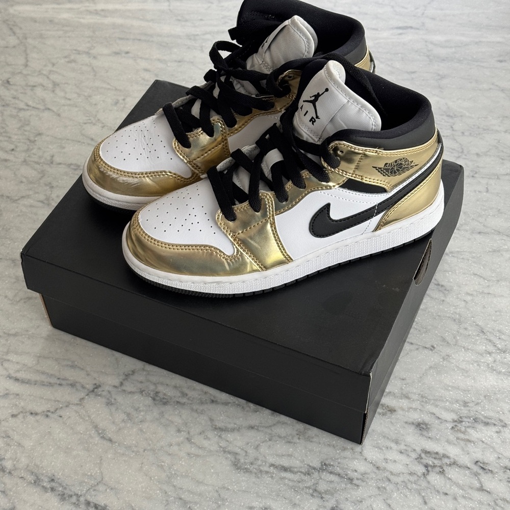Air Jordan Gold and White Sneakers